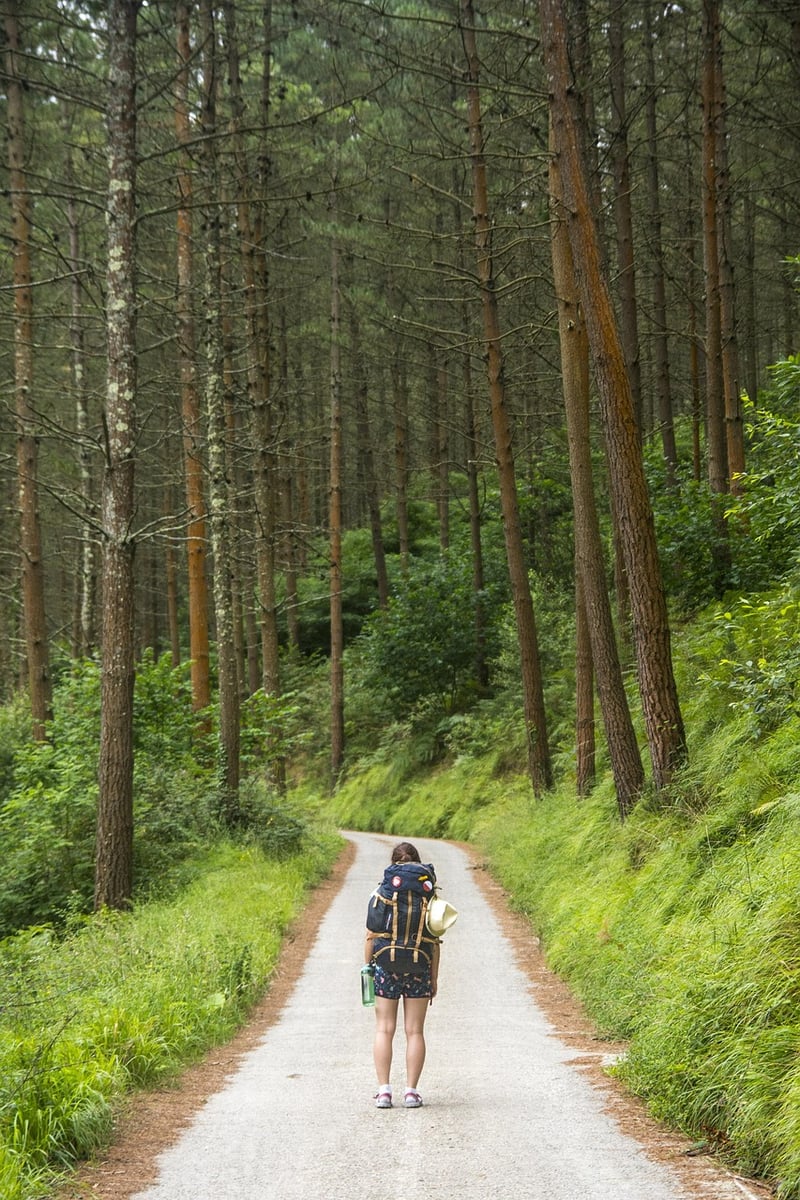Woman Walking in Forest